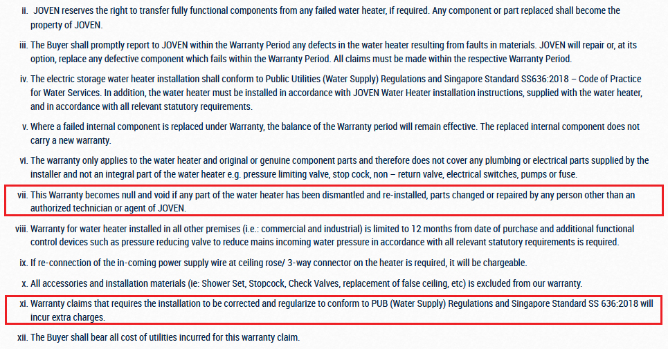joven warranty terms and conditions waterheatercity singapore